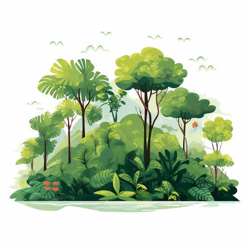Rainforest clipart in Minimalist style, on a white background