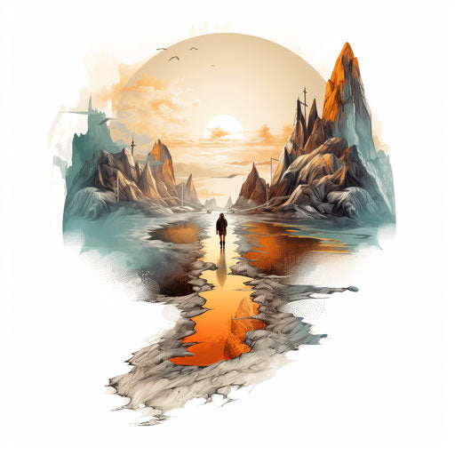 Journey clipart in the style of Oil painting, on a white background