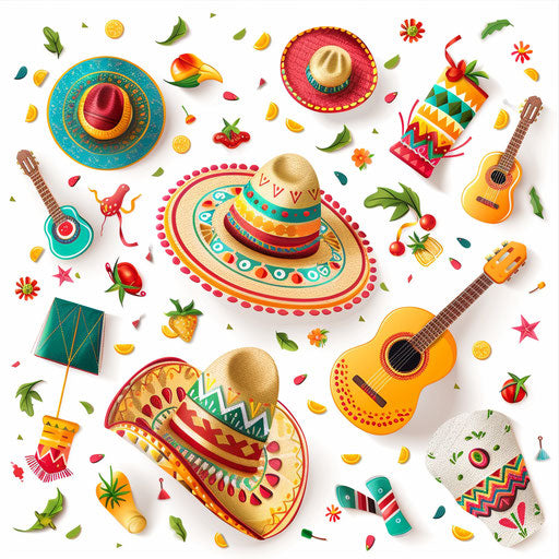 Realistic fiesta clipart on flat white background