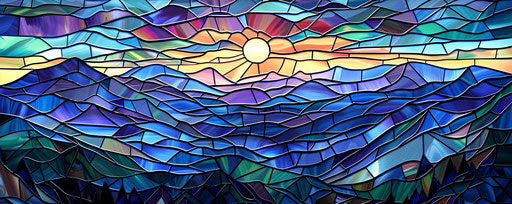 Blue ridge mountains in colorful stained glass style