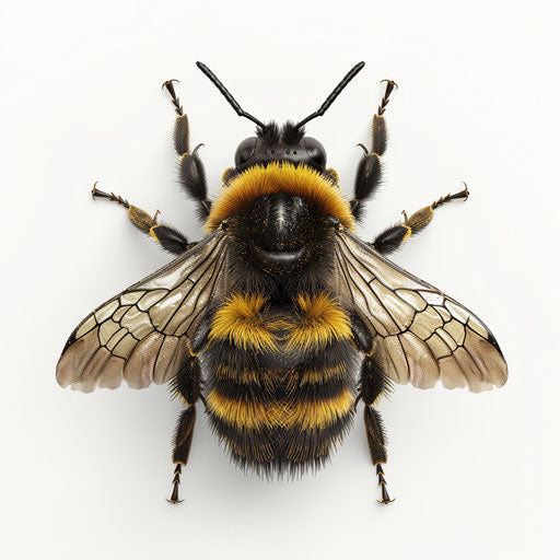 Realistic bee clipart on flat white background