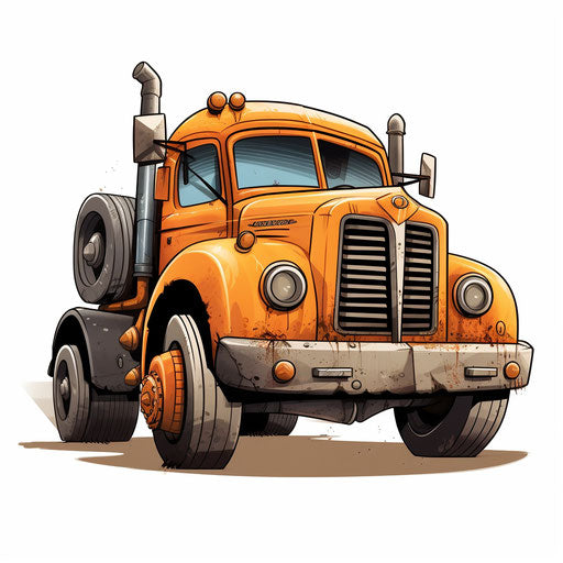 Cartoon truck inspired by Chiaroscuro Art on white background