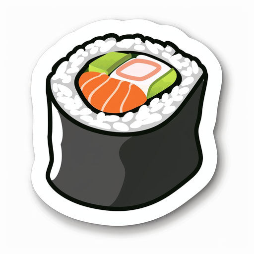 Sushi icon, simple sticker design, japanese restaurant logo