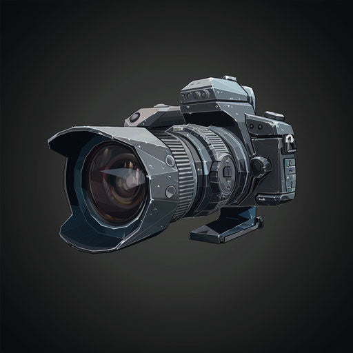 Video camera clipart in photo realistic style with flat background