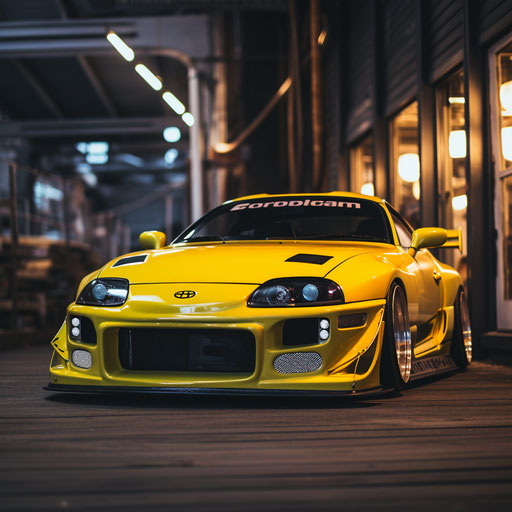 Bright yellow classic car