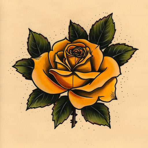 Vintage sketch of a yellow rose in traditional tattoo style