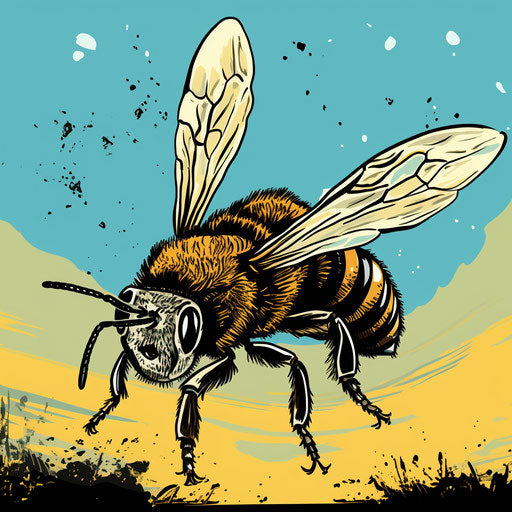 The golden bumblebee - Original hand drawn illustration