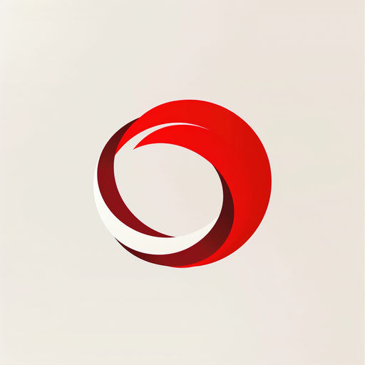 Modern logo in red and white with a minimalist background