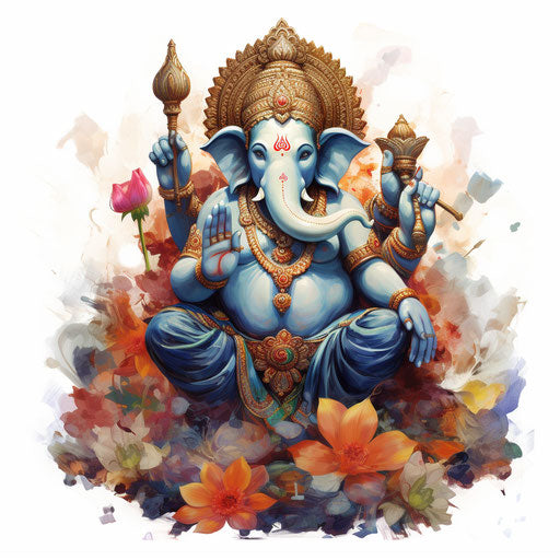 Ganesh clipart in the style of Oil painting, on a white background