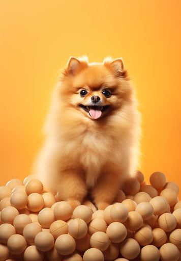 Gallery of pom pom photos in simplified dog figure style
