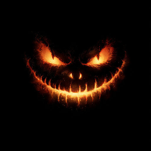 Grinning jack-o'-lantern glowing in the darkness