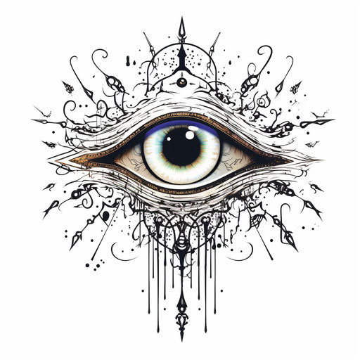 A lone eye symbol in Araki, solarpunk, Amano style