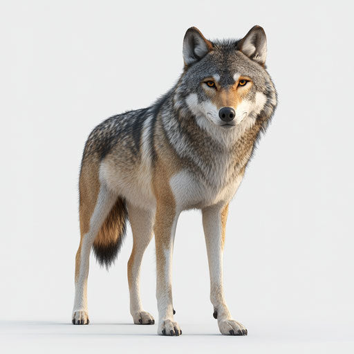 3D Wolf on flat white background, isolated clipart