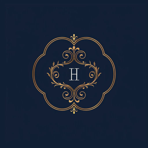 Classic monogram logo on navy blue background