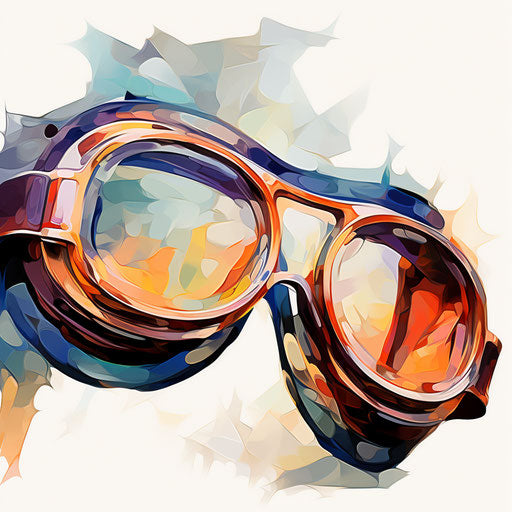 Goggles clipart in the style of Impressionistic Art, on white background