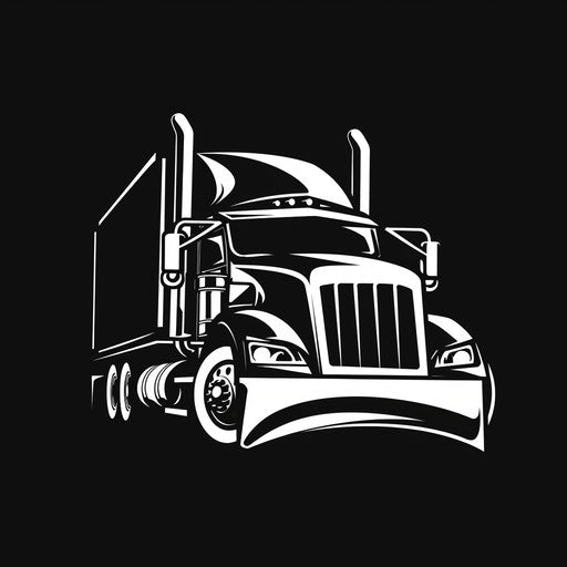 Bold trucking logo with high contrast black and white design