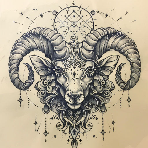 Tribal-inspired Aries constellation tattoo sketch