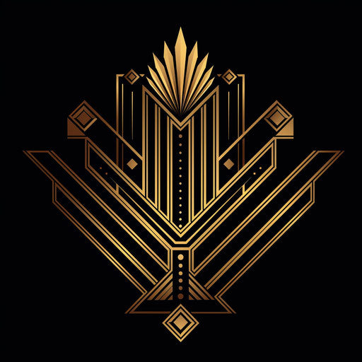 Art Deco real estate logo with luxurious gold elements on black