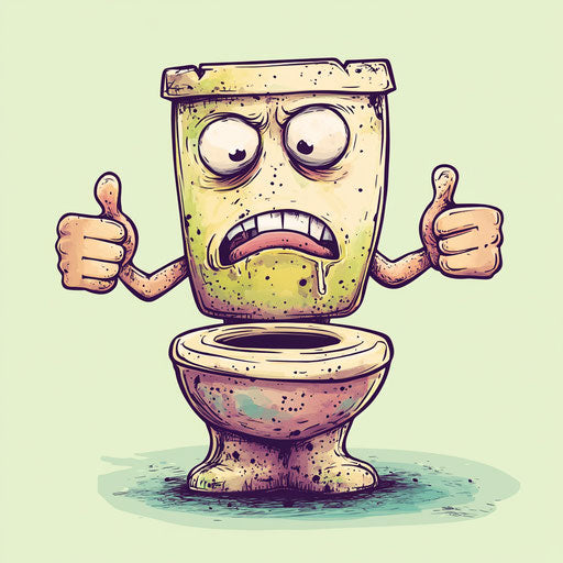 Humorous caricature of a potty illustration with human traits
