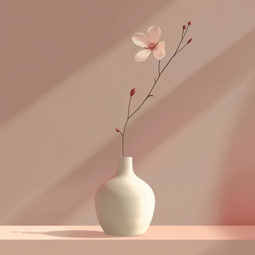 Realistic vase on dusky rose background