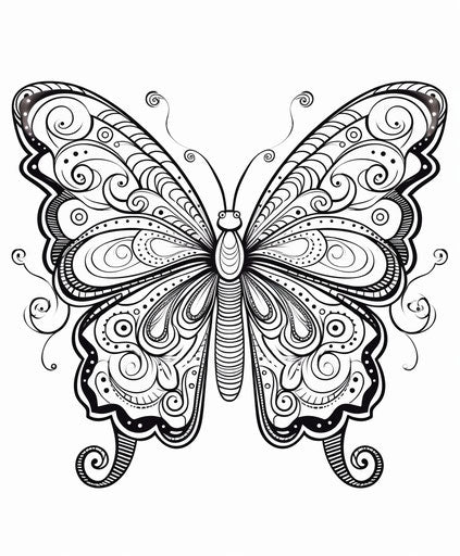 Black and white butterfly with intricate details