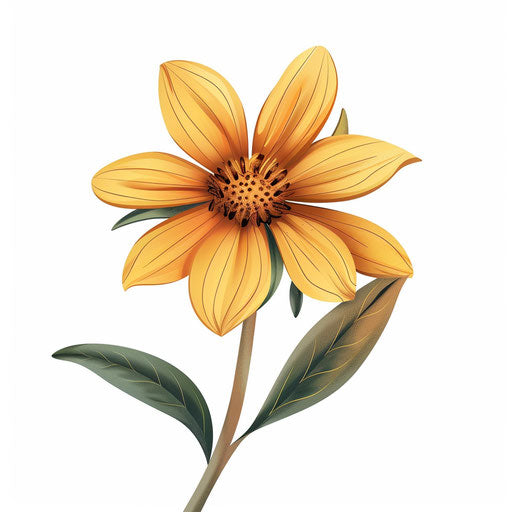 Cartoon flower in photo realistic style on white background