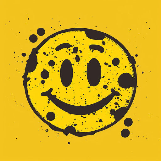 Yellow smiling face with black spots