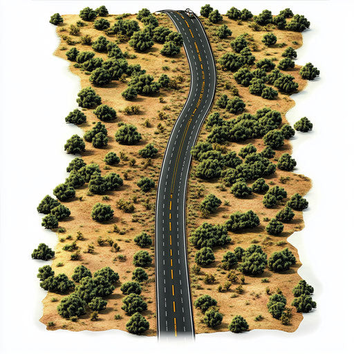 Photo realistic clipart of a Road Map, high-res, no background, isolated