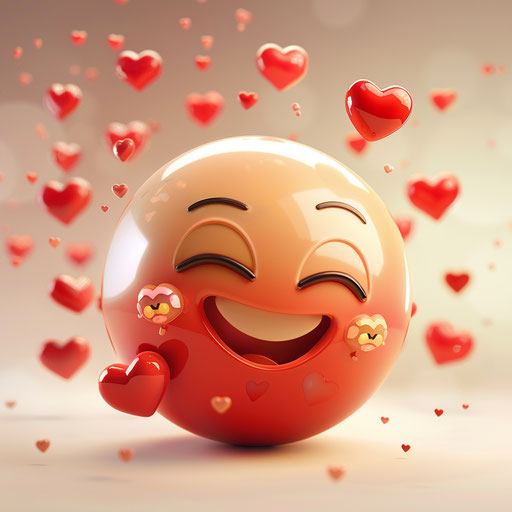 Cute emoticip with hearts on its face