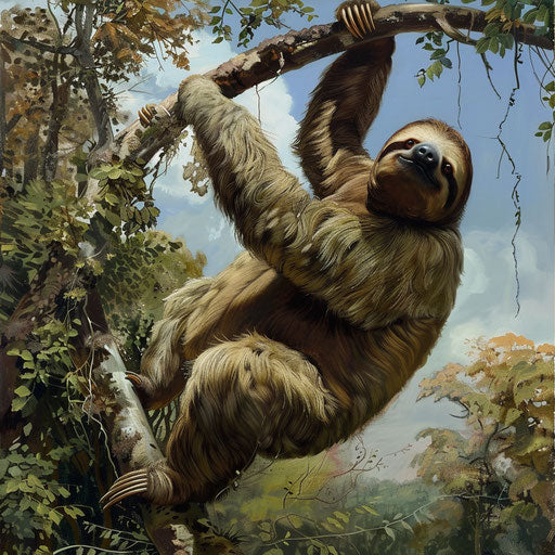 Wild giant sloth showing natural behavior