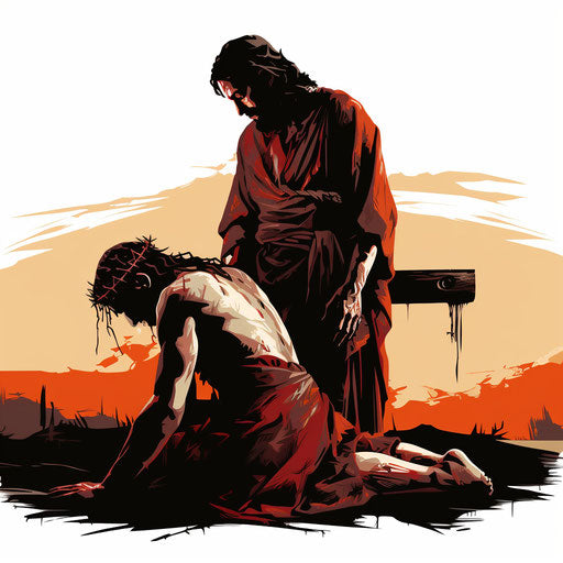 Good Friday clipart in the style of Chiaroscuro Art, on a white background