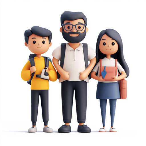 3D teachers day with flat white background, isolated clipart