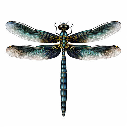 Dragonfly in Chiaroscuro Art style, on white background