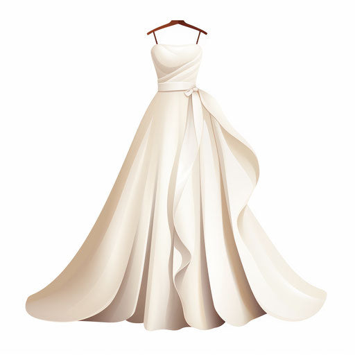 Wedding dress in Minimalist style, on white background