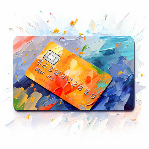 Oil painting style credit card clipart on white background