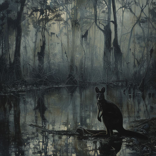 Wild Portrait: Swamp Wallaby in the Mist