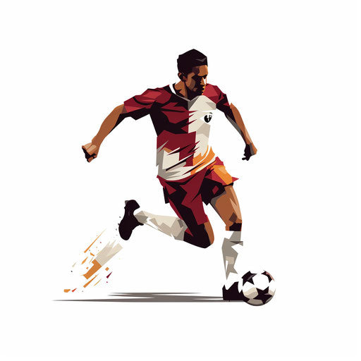 Minimalist soccer player on white background