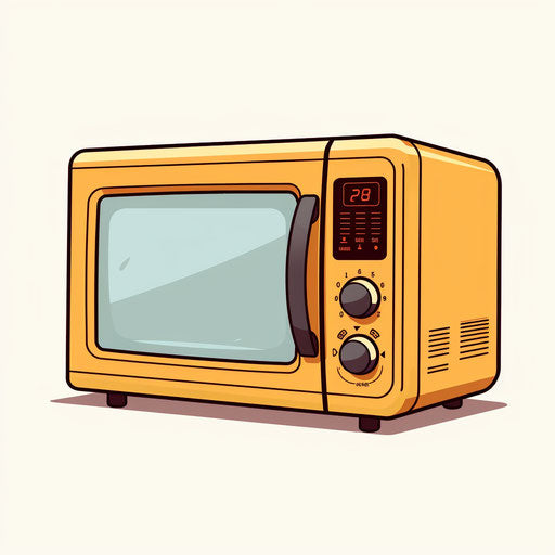 Minimalist style microwave illustration on white background