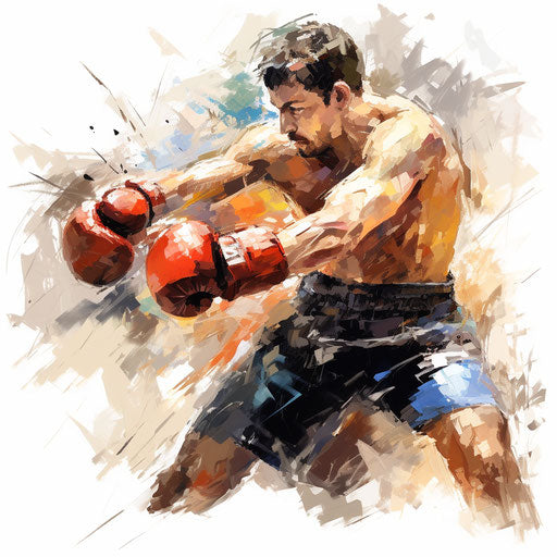 Boxing clipart in the style of Impressionistic Art, on a white background