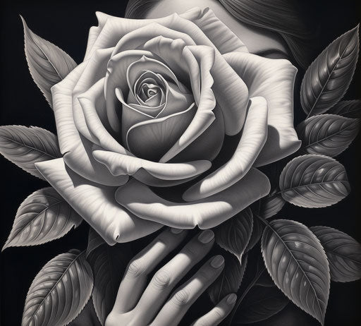 Black and white drawing of a rose, in the style of unbelievable beauty, pj crook, hinchel or 29:26