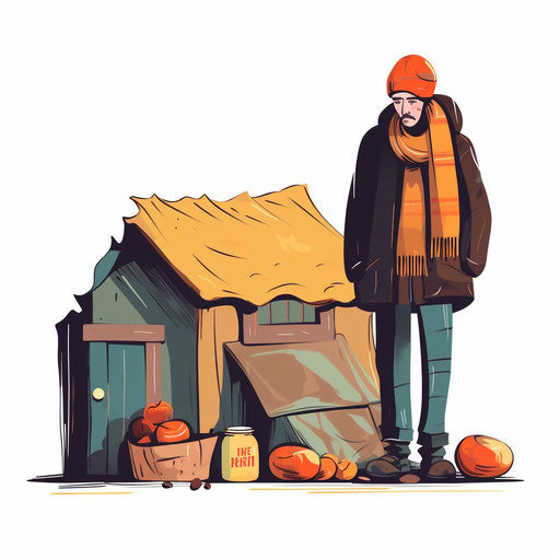 Poverty clipart in the minimalist style, on a white background