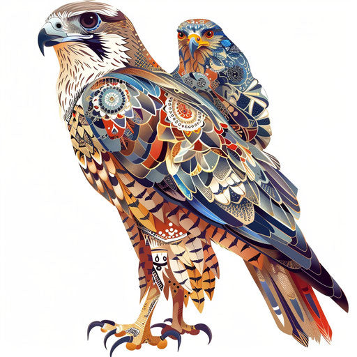 Realistic falcon clipart with intricate patterns and vivid colors