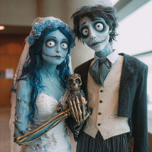 Macabre Wedding with a Skeletal Dog