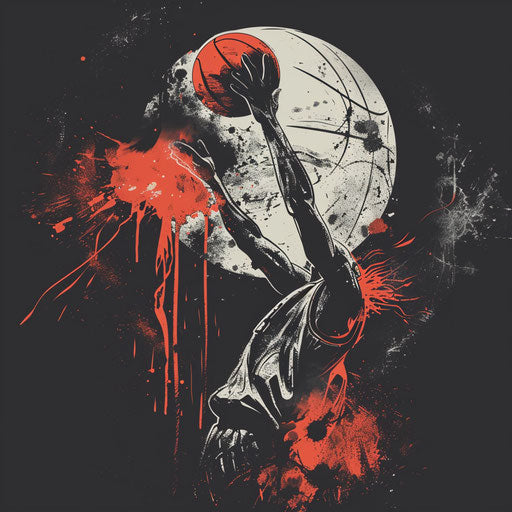 Dramatic tattoo sketch of a game-winning basketball shot