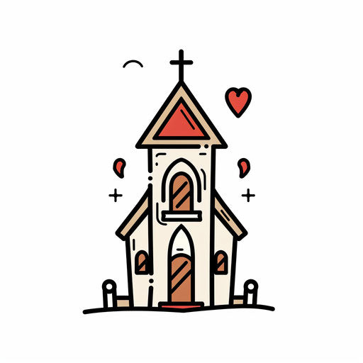 Church with a heart in black and white, colorized
