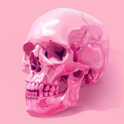 Pink skull vector - tilt shift cartoonish style