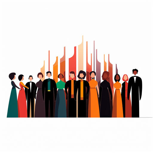 Choir illustration in the minimalist style, on white background