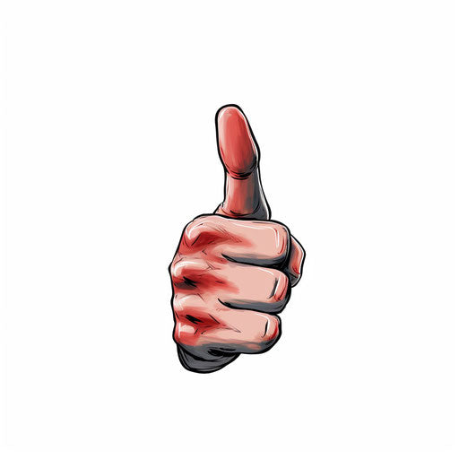 Minimalist style clipart of a thumb on white background