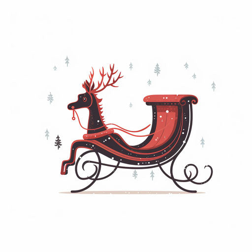 Minimalist style sleigh clipart on a white background