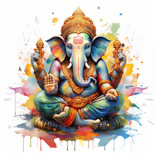 Vinayagar clipart in the style of Oil painting, on a white background